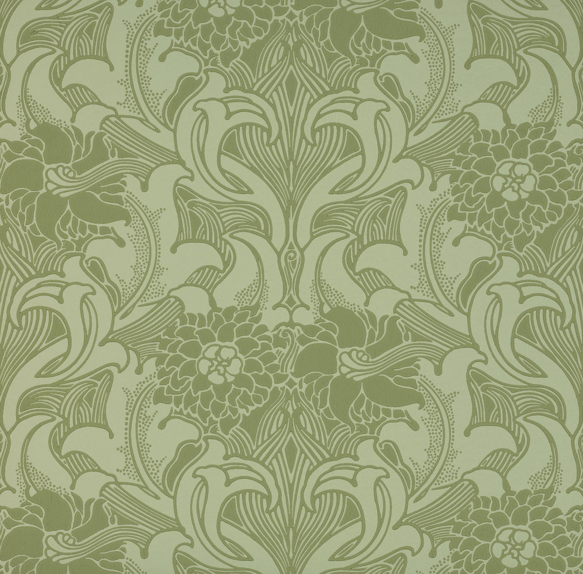 Dahlia Scroll - Pea Green